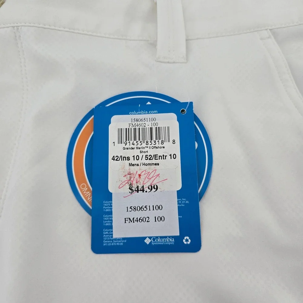 Columbia PFG Grander Marlin II Offshore Shorts Mens Fishing White 42/10 NWT